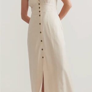 Marine Layer Cream Sleeveless Button-Front Maxi Dress